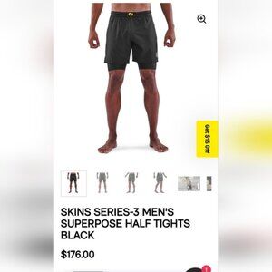 Skins Compression Series-3 Men's Black Half Tights Shorts Sz M NWOT